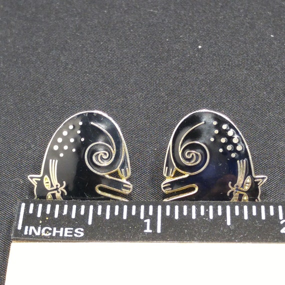 Laurel Burch "Keshire Cat" Black Post Earrings, G… - image 8