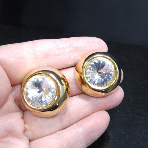 Rivoli Crystal Earrings, Headlight Rhinestones, C… - image 3