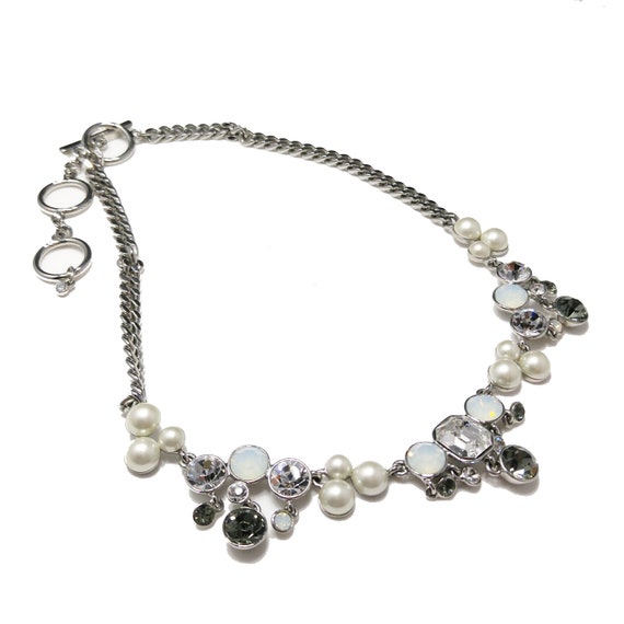 Givenchy Faux Pearl Opalescent Rhinestone Necklac… - image 4