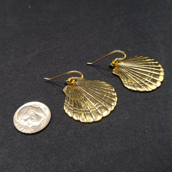 Laurel Burch Seashell Dangle Earrings, Gold Plate… - image 9
