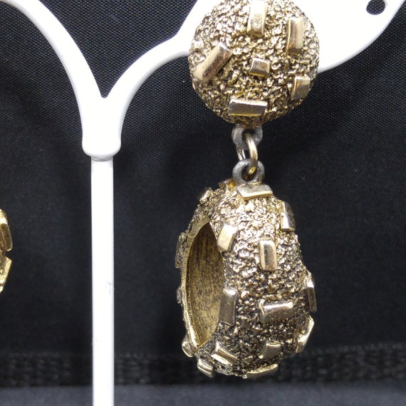 Tortolani Brutalist Dangle Earrings, Gold Plated,… - image 2