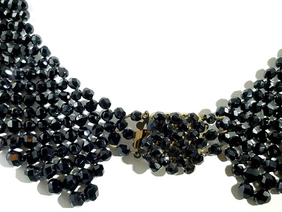 Victorian Black Crystal Beaded Collar, 1930s Vint… - image 4