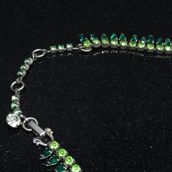 Sherman Green Rhinestone Necklace, Vaseline or Ur… - image 4