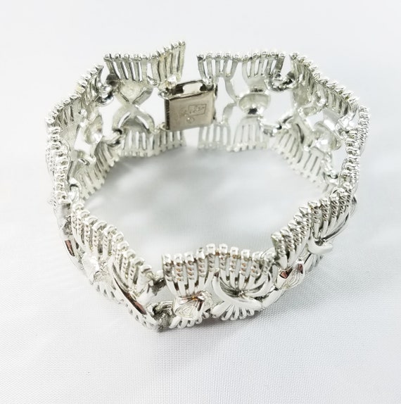 Coro Pegasus Wide Bracelet,  Silver Tone, 1950s V… - image 8