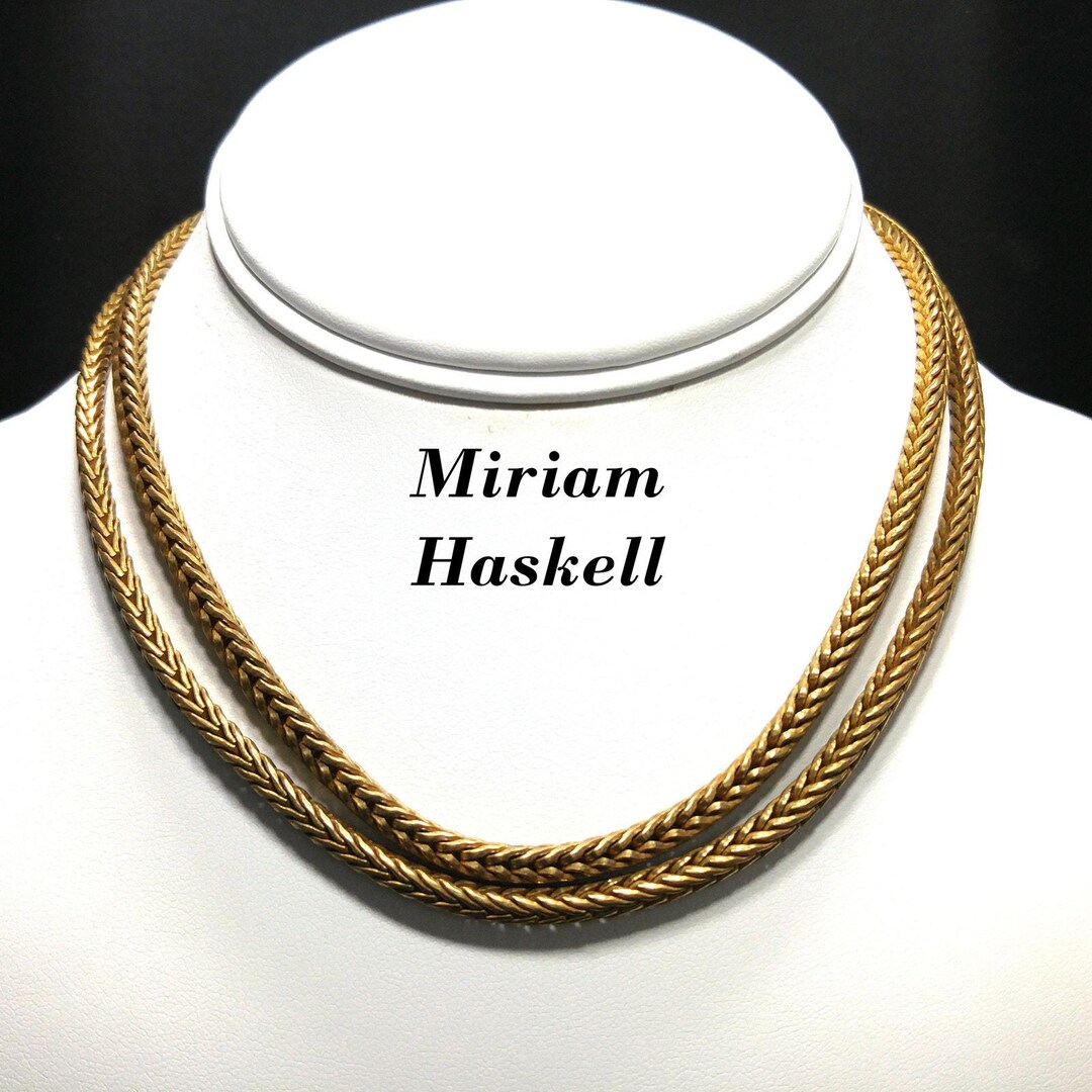 Miriam Haskell Brass Wheat Chain Long Necklace, 30 Inches, 1940s