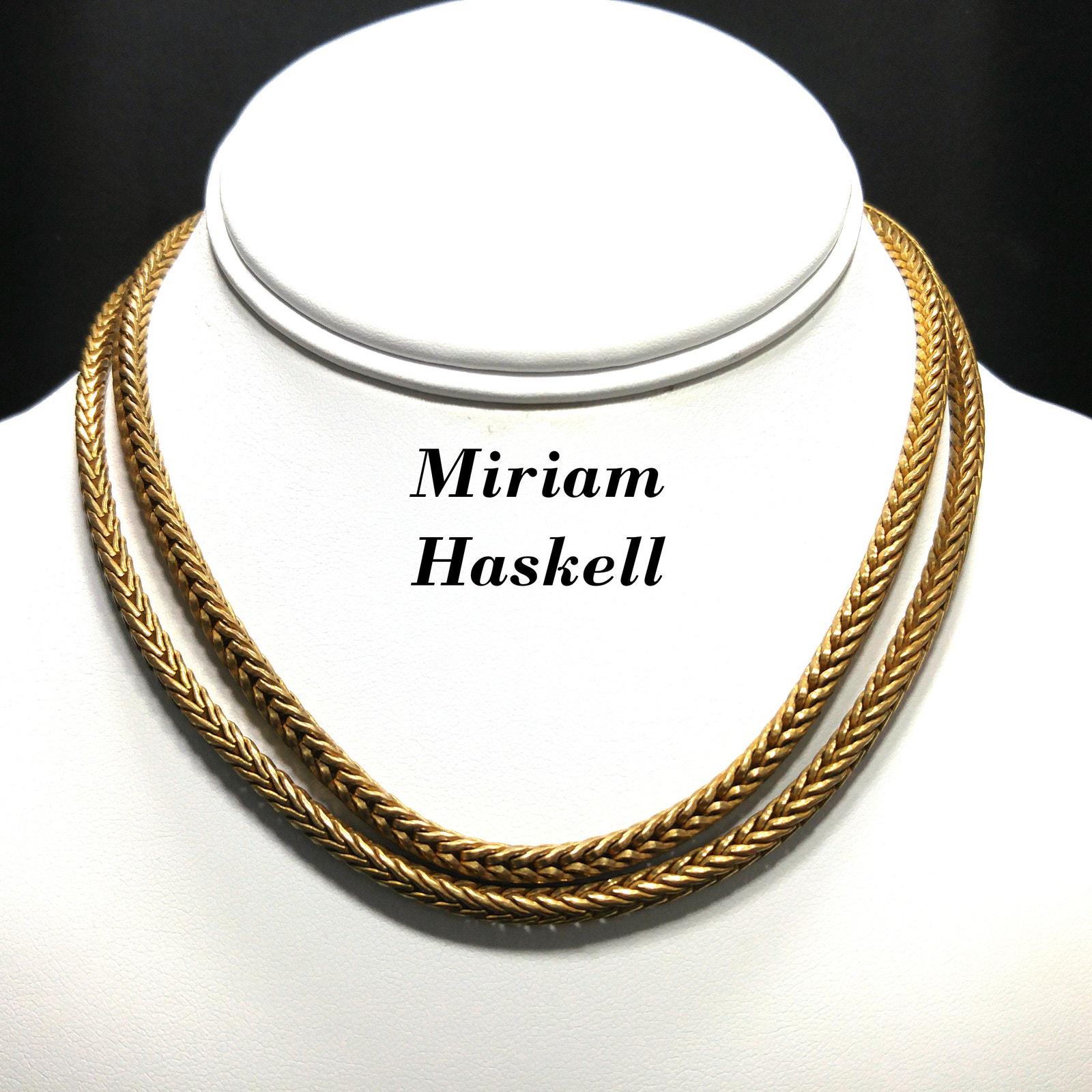 Miriam Haskell Brass Wheat Chain Long Necklace, 30 Inches, 1940s