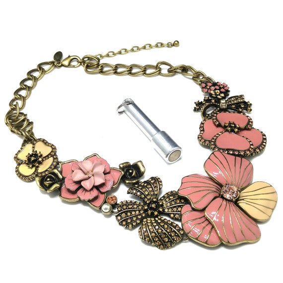 Ciner for Joan Rivers Pink Enamel Necklace, Class… - image 10