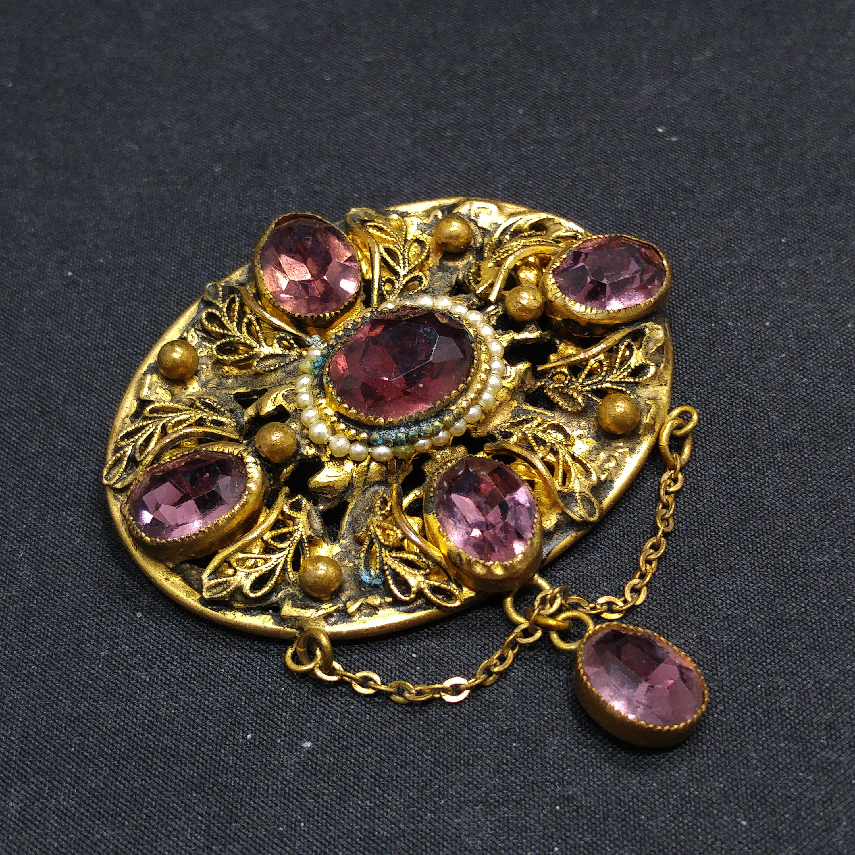 UncoveringVintage Art Nouveau Purple Czech Brooch, Purple Oval Dangle Rhinestone, 1930s Vintage Jewelry UncoveringVintage Art Nouveau Purple Czech Brooch, Purple Oval Dangle Rhinestone, 1930s Vintage Jewelry
