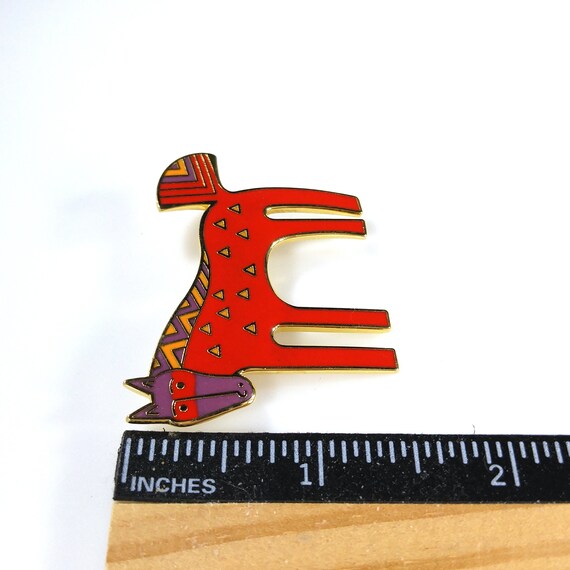 Laurel Burch "Inca" Red Horse Brooch, Cloisonné G… - image 8
