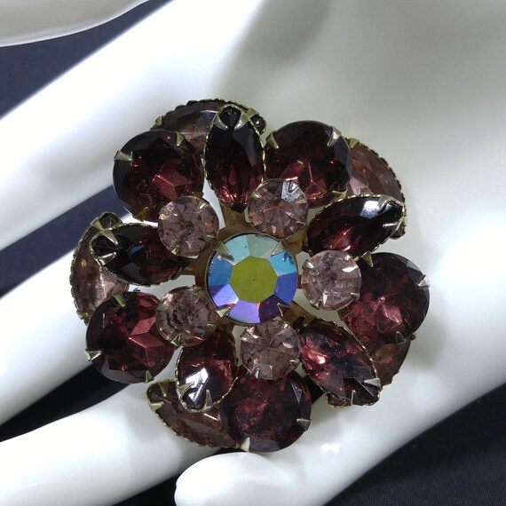 Purple & Lavender Floral Brooch, Aurora Borealis … - image 3