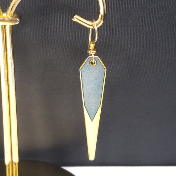 Laurel Bruch Blue Metallic Long Earrings, Gold Pl… - image 3