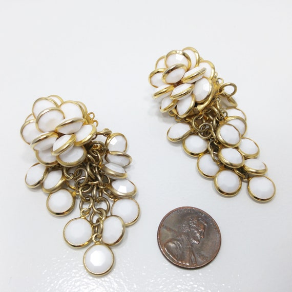 Sorrelli White Crystal Beaded Earrings, 1990s Vin… - image 7