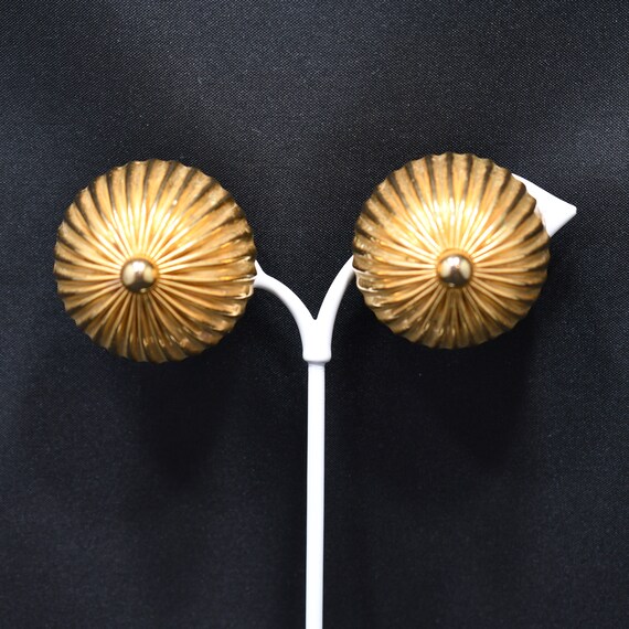 Vendome Parasol Dome Gold Plated Earrings, Hollow… - image 2