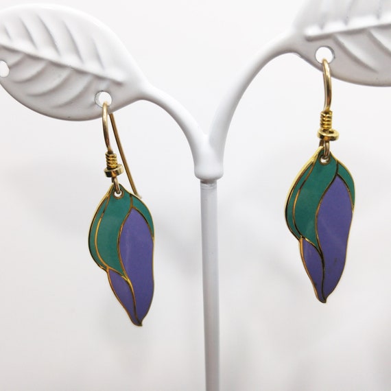 Laurel Burch "Barbee's Blossom" Earrings, Green &… - image 7