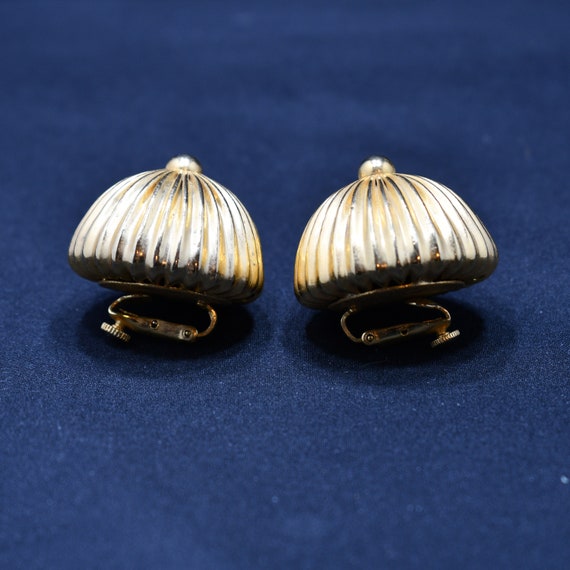 Vendome Parasol Dome Gold Plated Earrings, Hollow… - image 9