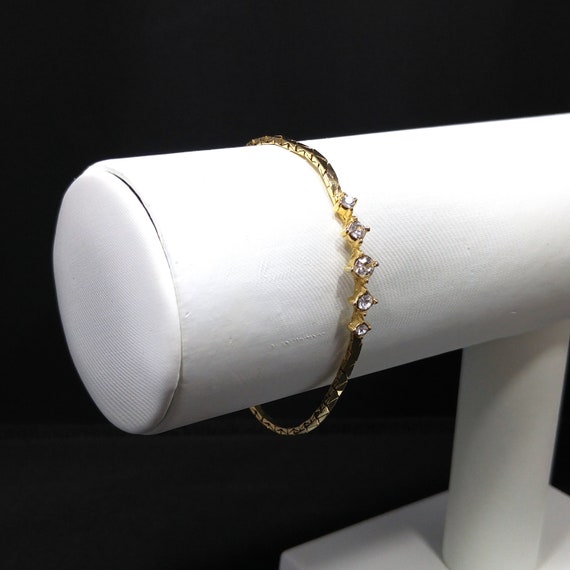 Christian Dior Clear Rhinestone Bracelet, Gold Pl… - image 7