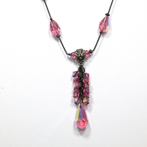 Dabby Reid Pink AB Crystal Necklace, Deep Pink Sw… - image 10