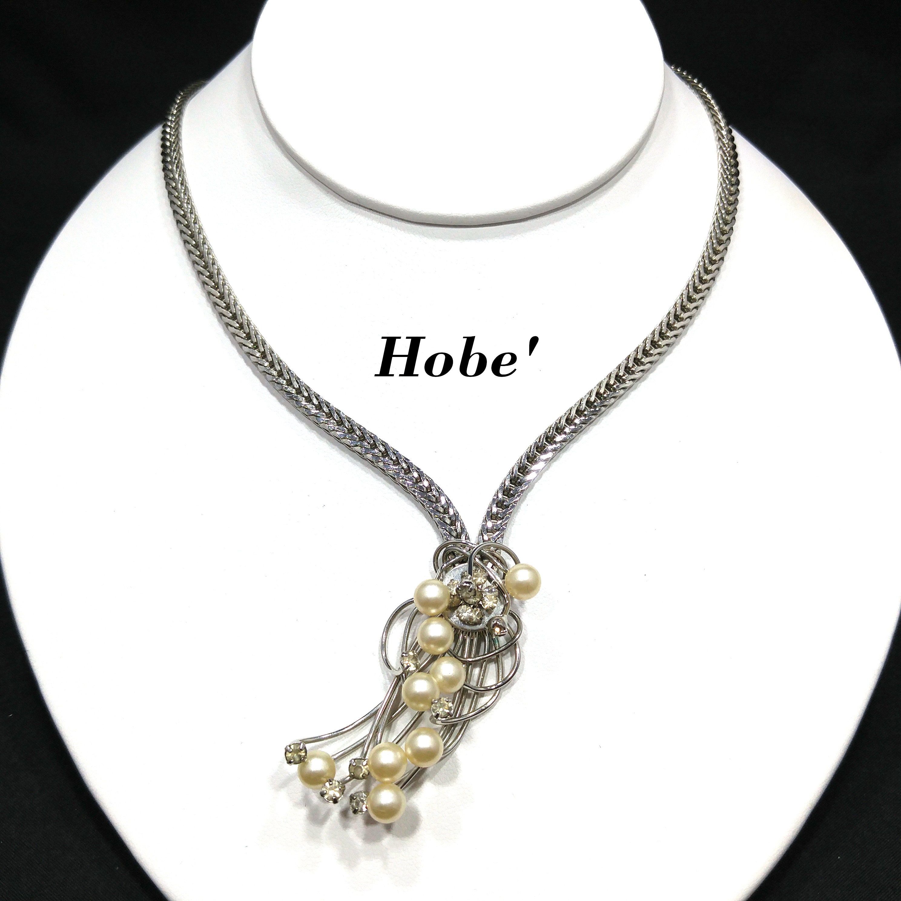 Hobe Faux Pearl Pendant Necklace Rhodium Plated 1960s Vintage Jewelry Etsy Canada