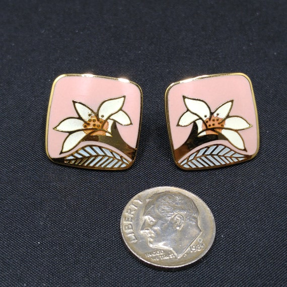 Laurel Burch "Wild Lily" Pink Post Earrings, Cloi… - image 5