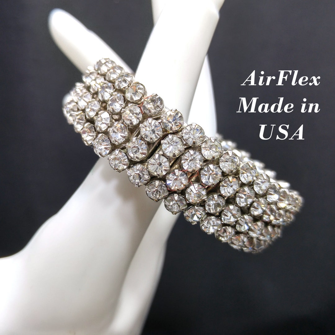 Airflex Expansion Rhinestone Bracelet, Made in USA, 1950s
