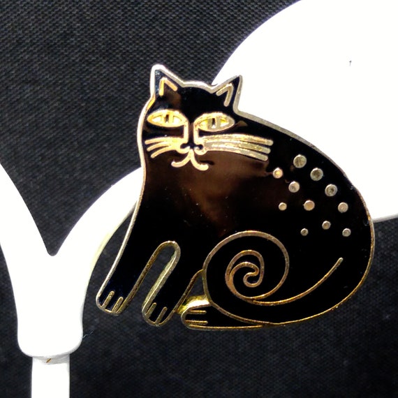 Laurel Burch "Keshire Cat" Black Post Earrings, G… - image 3