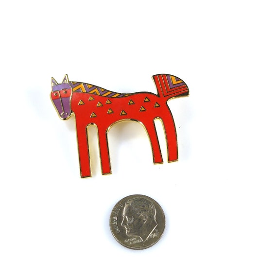 Laurel Burch "Inca" Red Horse Brooch, Cloisonné G… - image 9