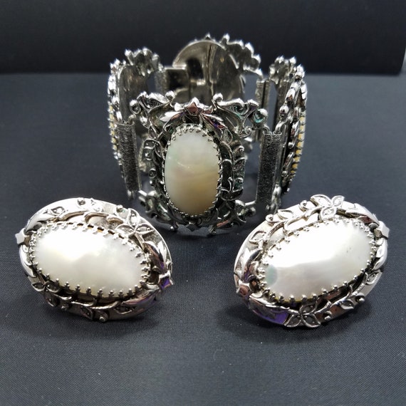 Whiting & Davis Bracelet Earrings Set, Mother of … - image 10