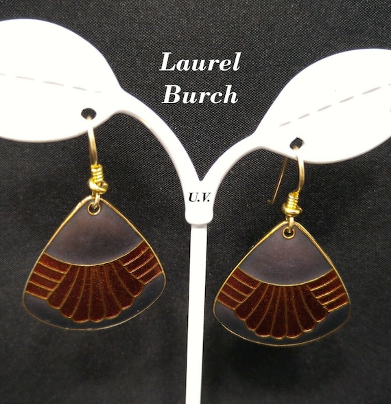 Laurel Burch Waterfall Design Earrings, Gold Plat… - image 1