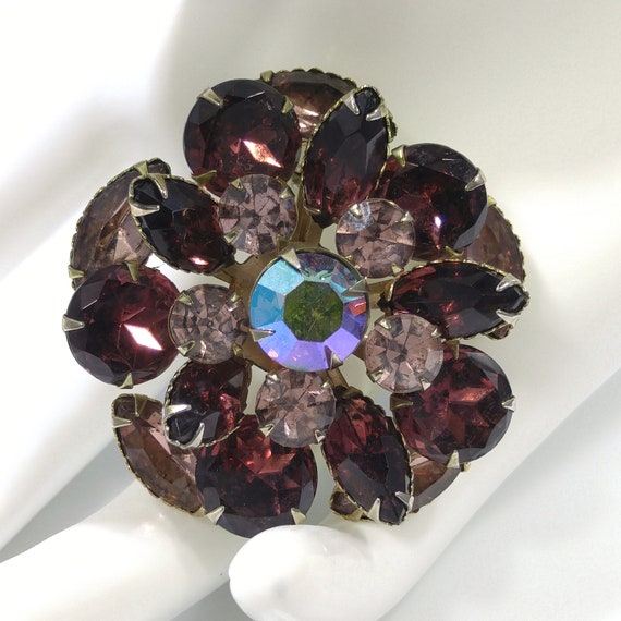 Purple & Lavender Floral Brooch, Aurora Borealis … - image 1