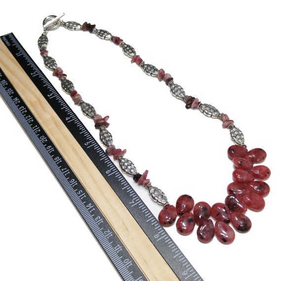 Vintage Raspberry Rhodonite Beaded Necklace, Hand… - image 9
