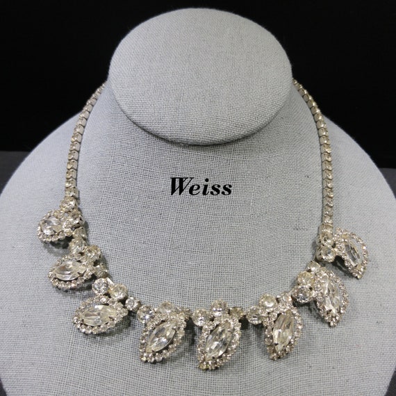 Vintage Weiss Rhinestone Necklace - Etsy