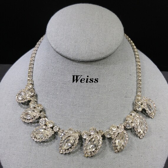 Vintage Weiss Rhinestone Necklace - Etsy