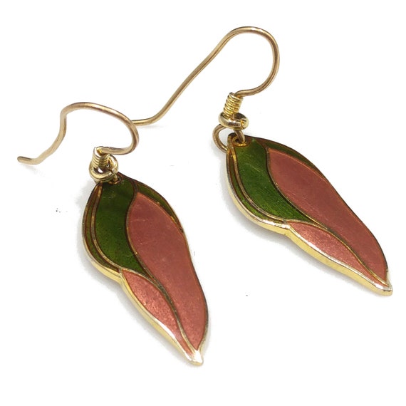 Laurel Burch "Barbee's Blossom" Earrings, Green &… - image 2