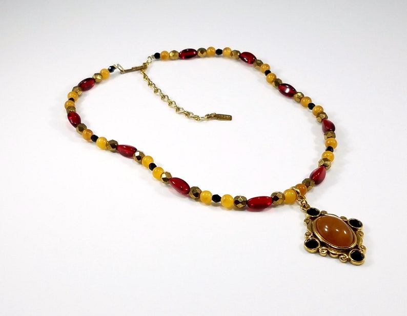 Vintage 1928 Beaded Pendant Necklace 1980s - Etsy