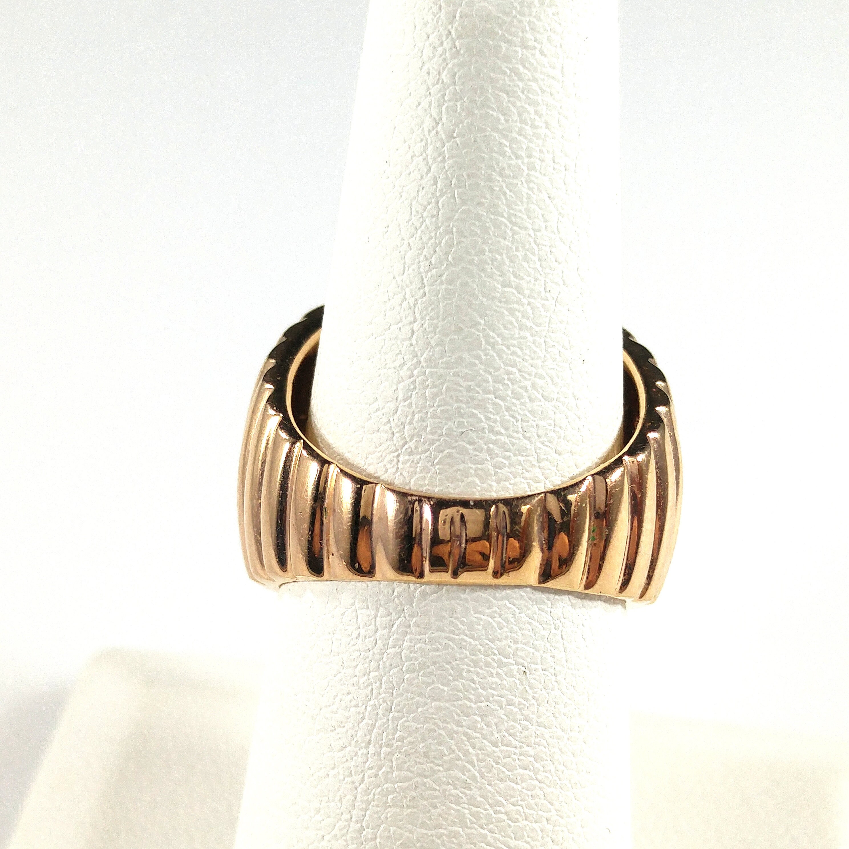 Bronze Milor Italy Wide Ribbed Ring, US Size 7, Vintage