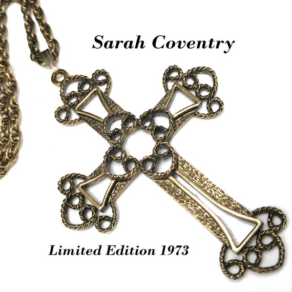 Sarah Coventry Victorian Cross Necklace, Limited … - image 1
