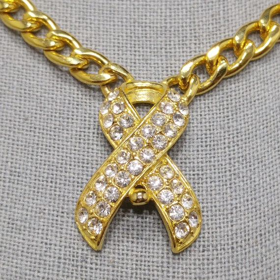 Ivana Trump Rhinestone Ribbon Necklace, Gold Plat… - image 2