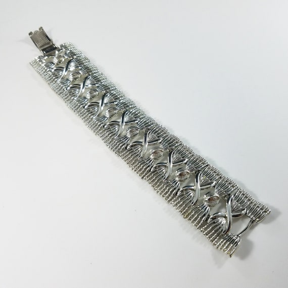 Coro Pegasus Wide Bracelet,  Silver Tone, 1950s V… - image 3