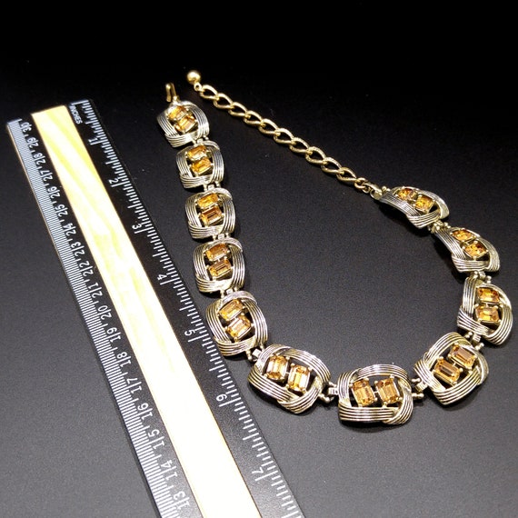 Kramer Topaz Rhinestone Choker Necklace, Gold Pla… - image 6