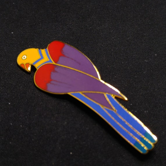 Laurel Burch "Cezanne" Parrot Brooch, Gold Plated… - image 8