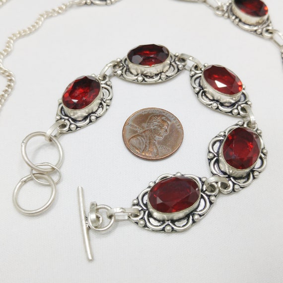 Vintage 925 Silver Necklace & Bracelet, Large Gar… - image 7