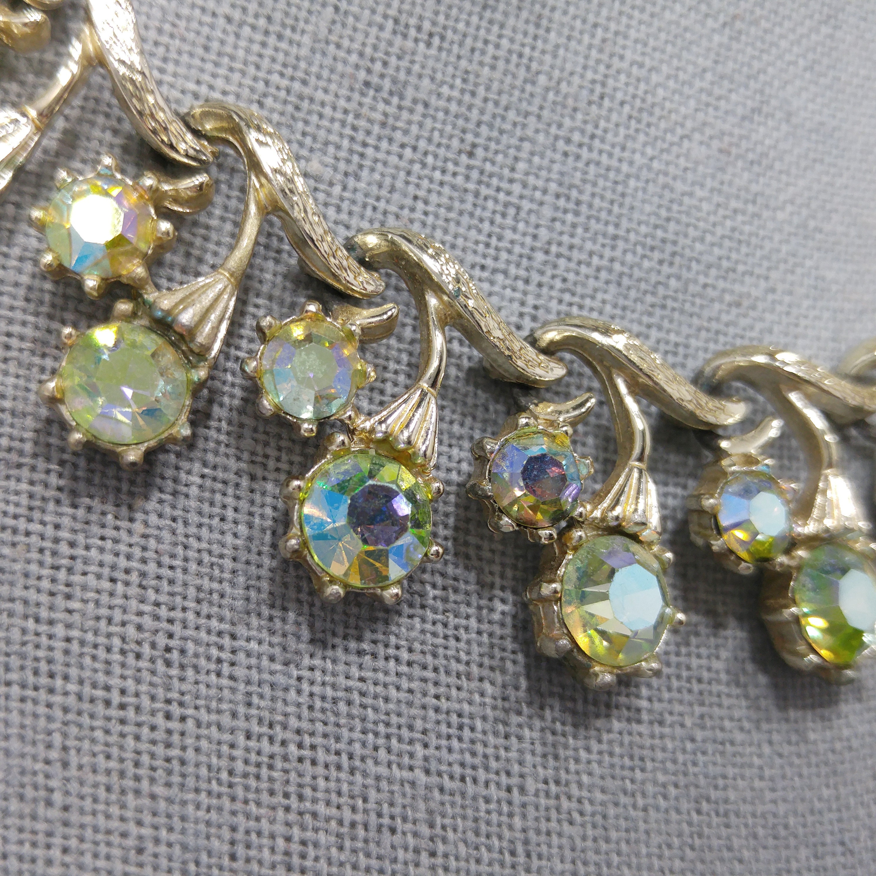 80s DOIRA vintage color glass × rhinestone necklace - Shop