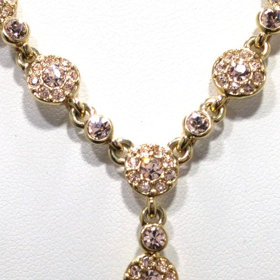 Givenchy Champagne Rhinestone Pendant Necklace, G… - image 5