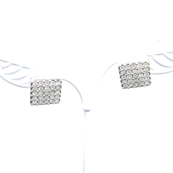 Swarovski Square Rhinestone Post Earrings, Swan L… - image 2