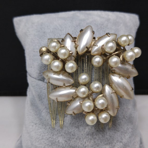 Faux Pearl Wedding Comb, Lucite Confetti Comb, 19… - image 6