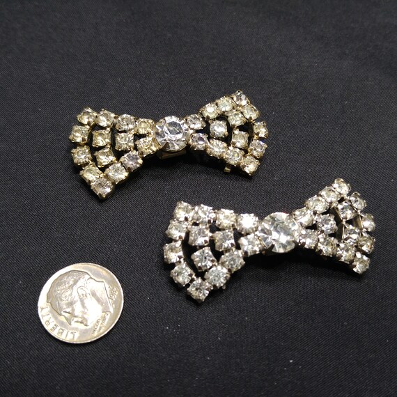 Vintage Clear Rhinestone Shoe Clips, 1960s Vintage Je… Gem
