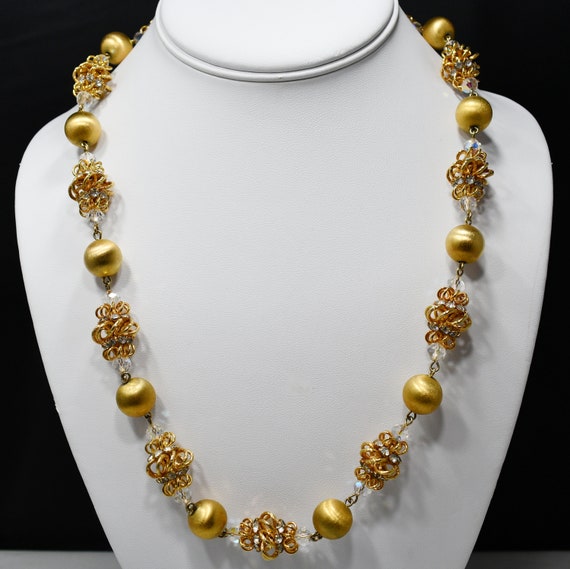 Vendome Gold Clear Rhinestone & Crystal Necklace,… - image 3