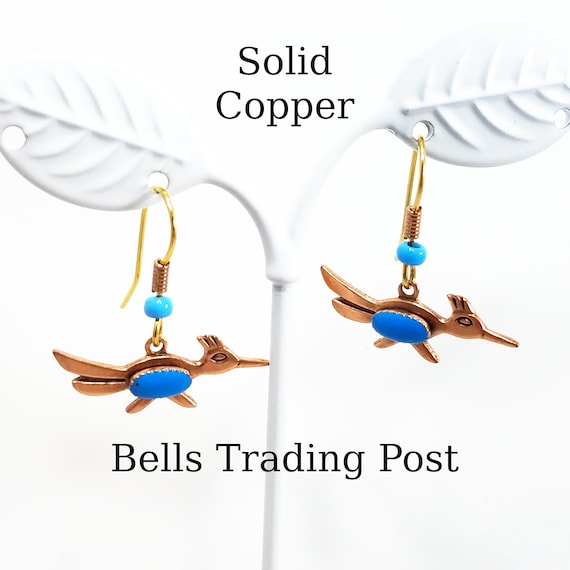 Vintage Roadrunner Solid Copper Earrings