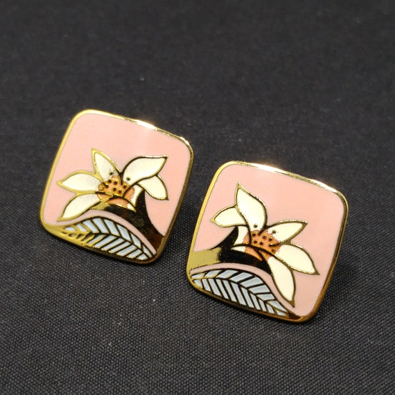 Laurel Burch "Wild Lily" Pink Post Earrings, Cloi… - image 10