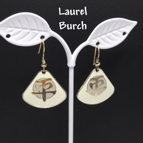Laurel Burch Tranquility Earrings, Gold Plated, 1… - image 1